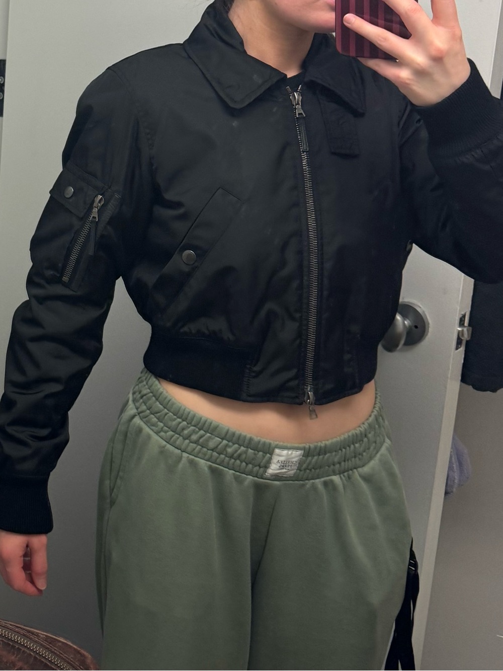 Prada Black Bomber Jacket with Faux Fur Collar - Picture 7 of 8